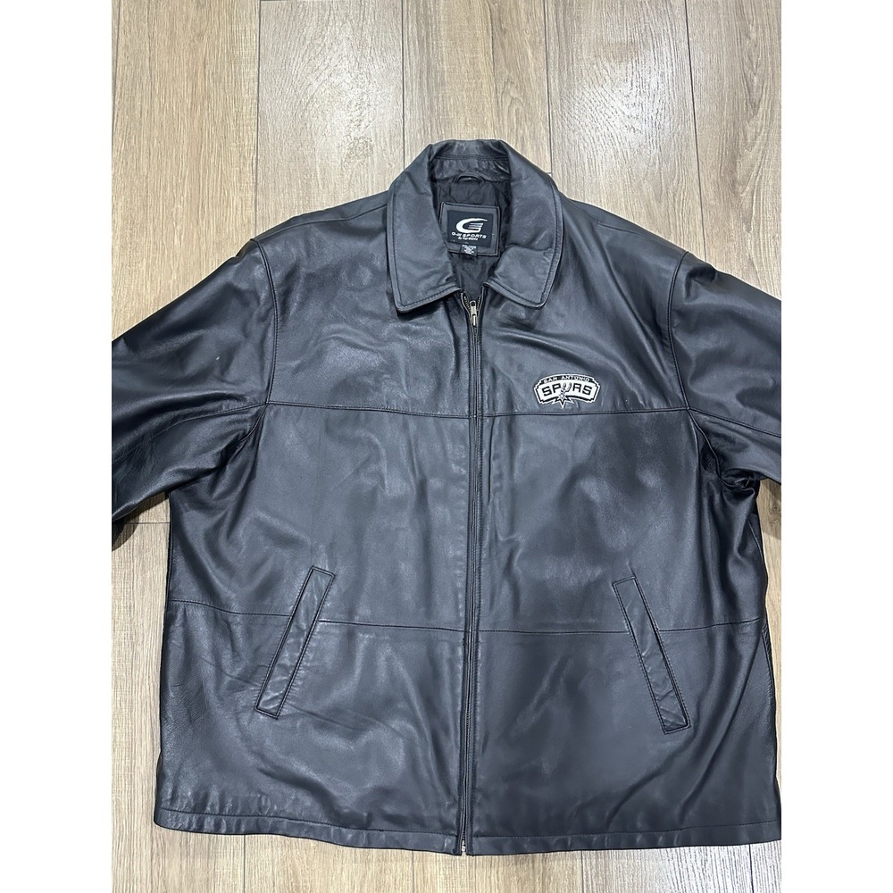 VTG G-III Sports by‎ Carl Banks San Antonio Spurs Black Leather Jacket 2XL